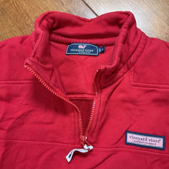 Vineyard Vines Shep Shirt Size Small 1/4 Zip Pullover Sweater Red Shep & Ian - Picture 3 of 11